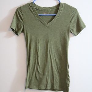 Olive green V neck